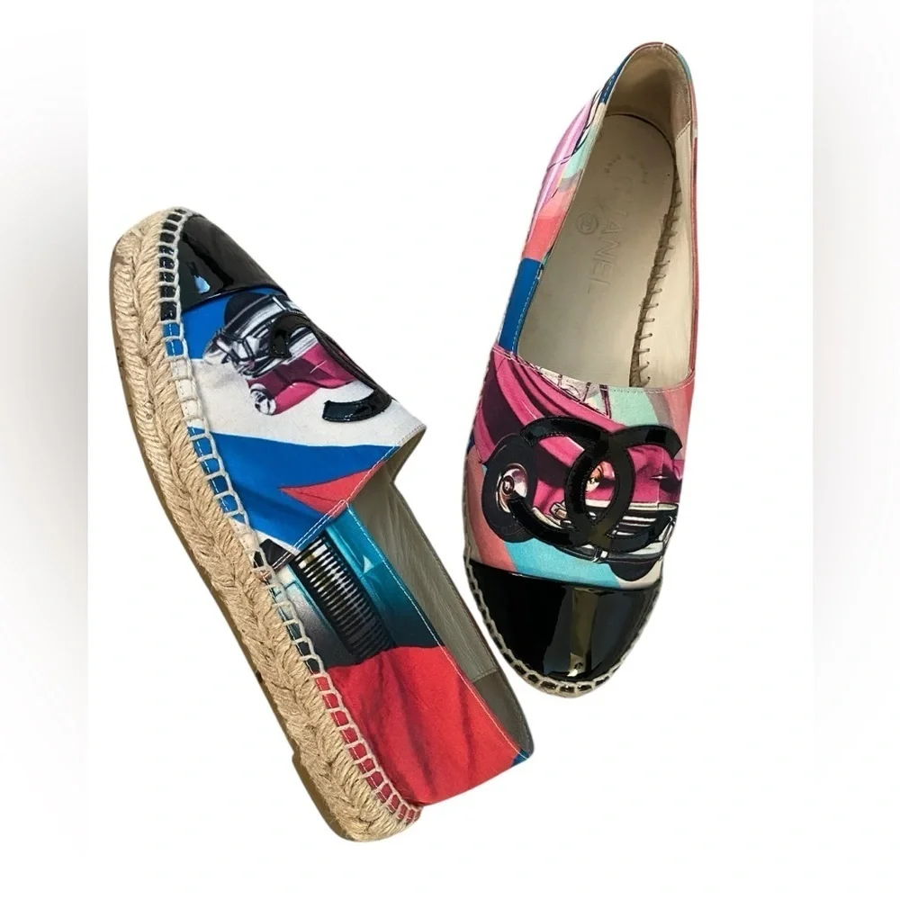 Chanel Colorful Car Print Espadrilles